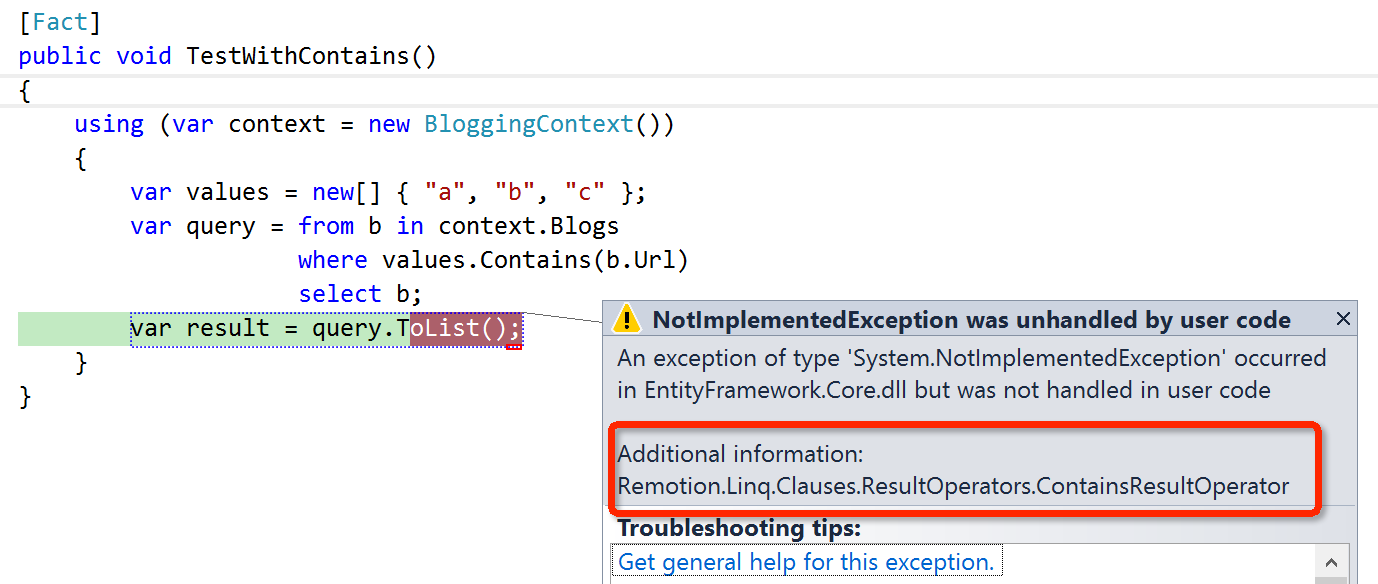 Entityframework 7 linq contains in 
