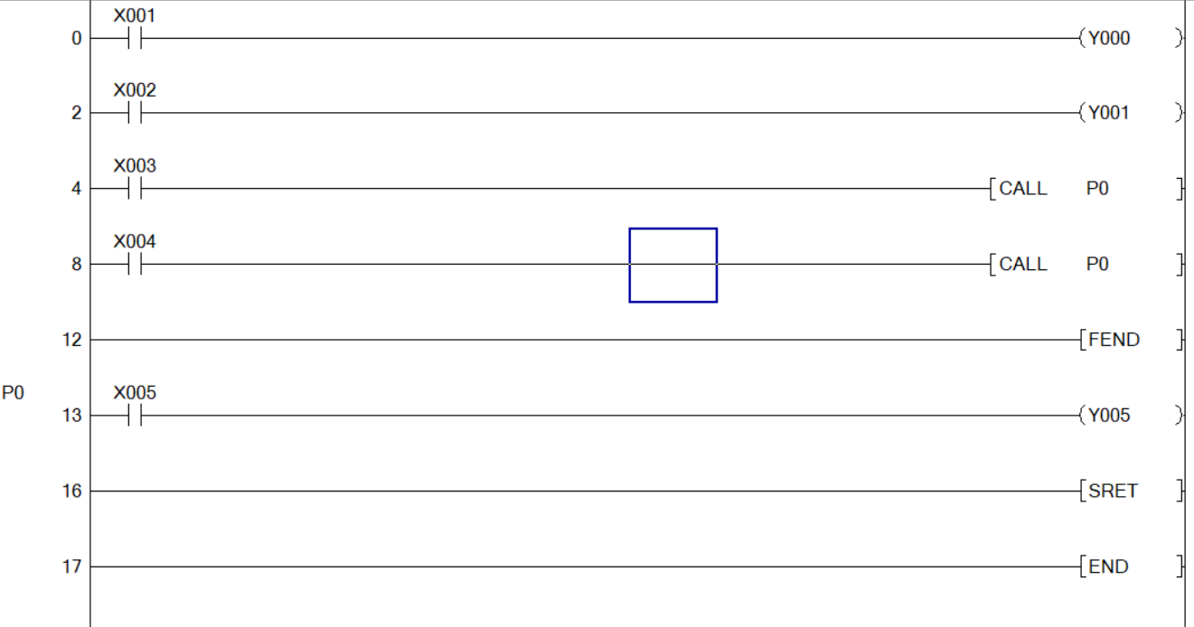 call子程序调用指令必须与fend主程序结束指令,sret子程序返回指令一