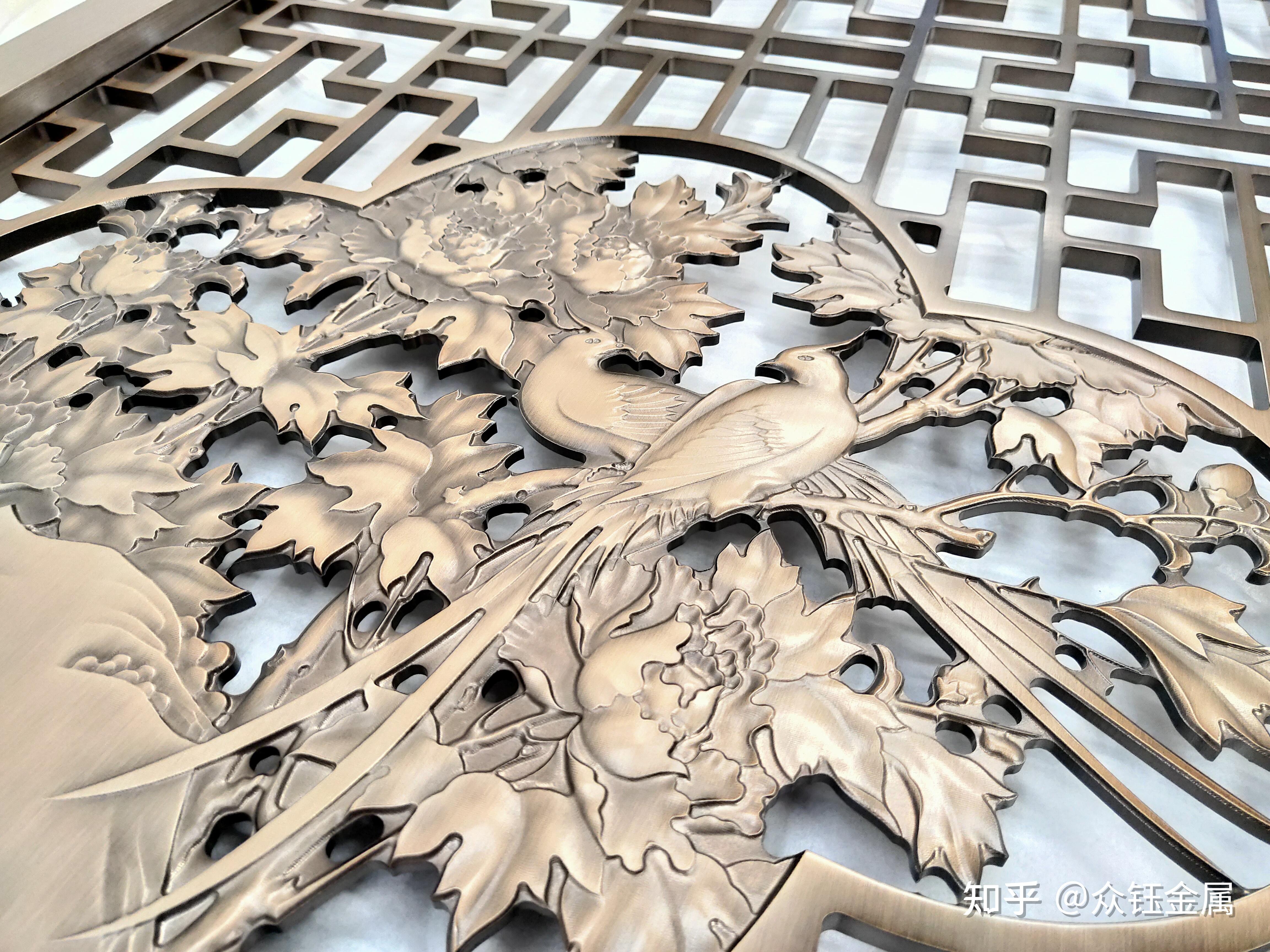 铝板浮雕刻屏风做旧青古铜隔断