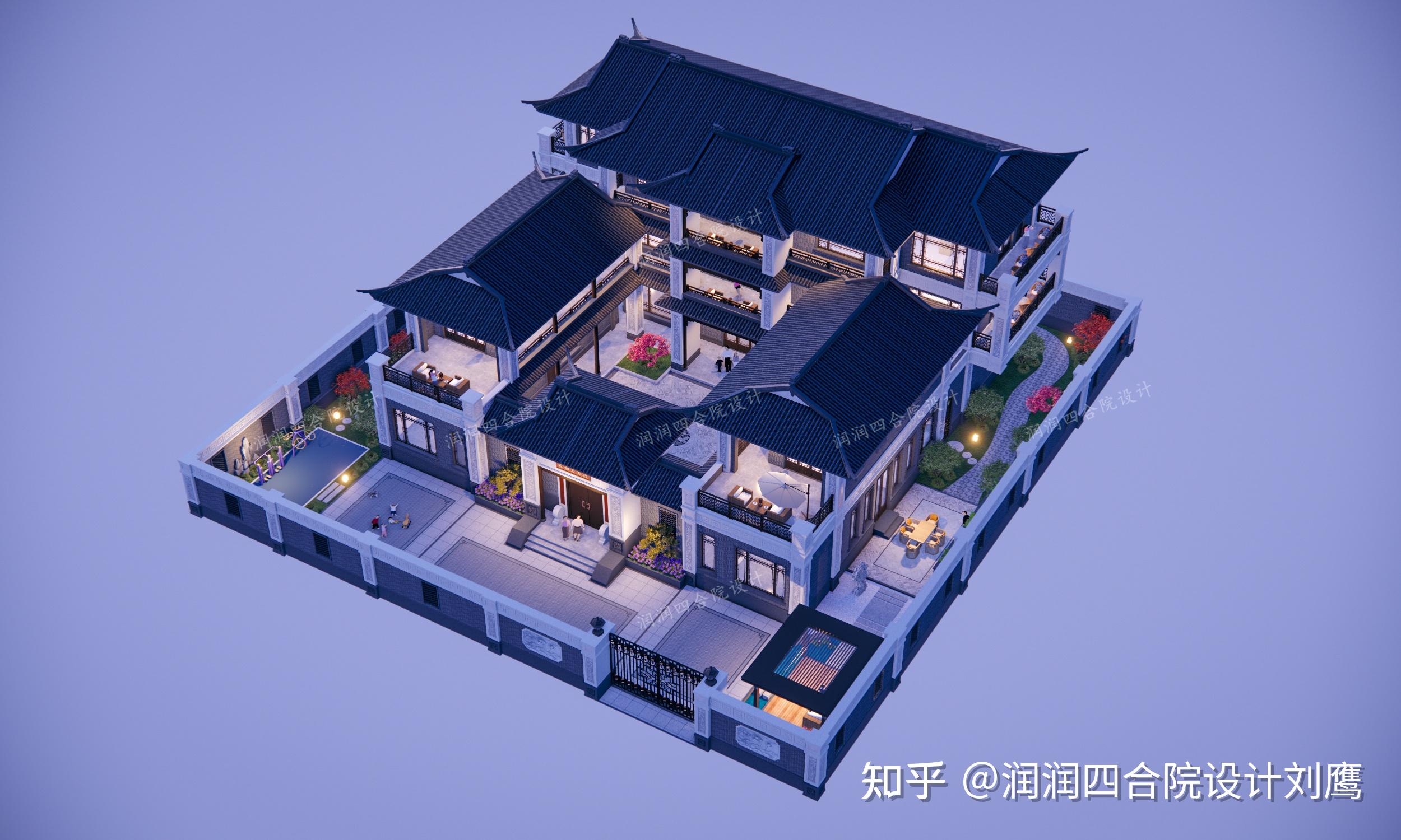 润润四合院设计刘鹰：潮汕中式三层四合院25×26.5，青砖与石材搭出别致的古朴高级感 - 知乎