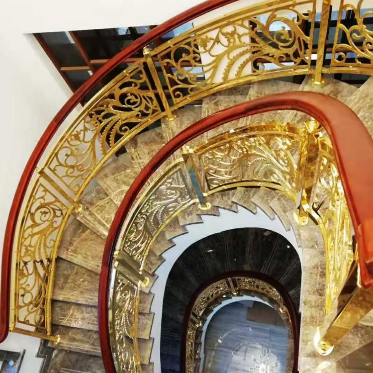 新品镀金铜艺楼梯设计效果图报价不贵