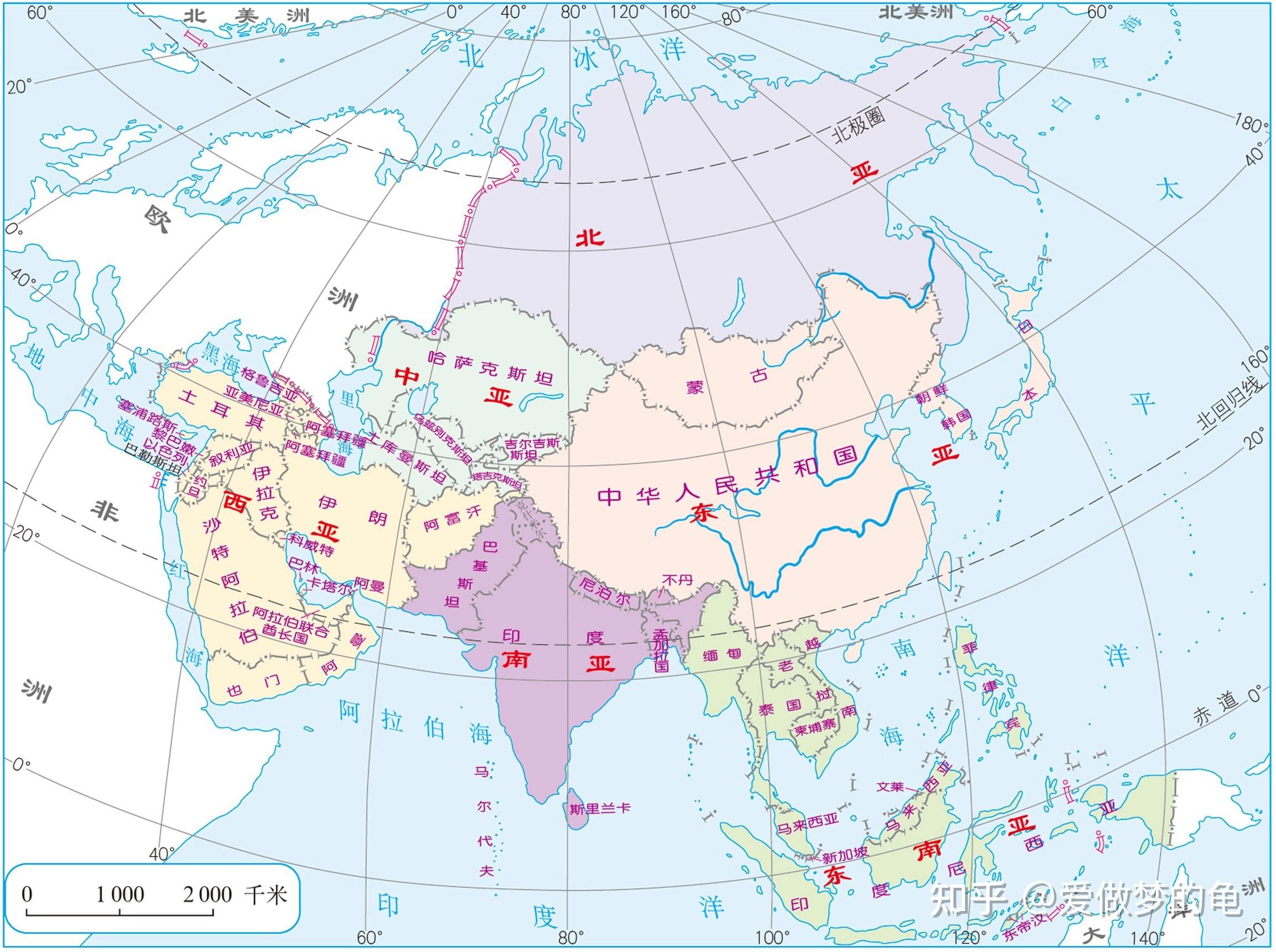 亚洲区域划分地图图片