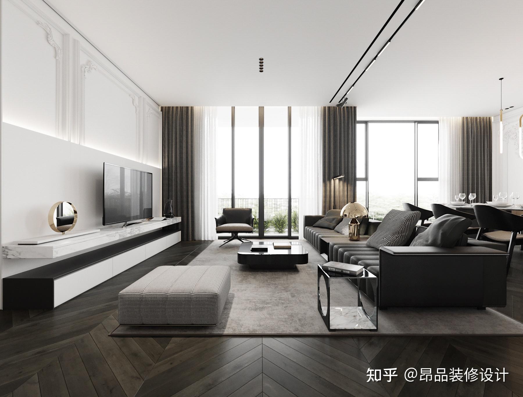 经典黑白搭配精致的雕刻艺术打造极简欧式风格