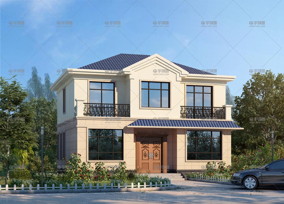 占地一百平的简欧风格两层别墅主体造价20万农村自建房的首选