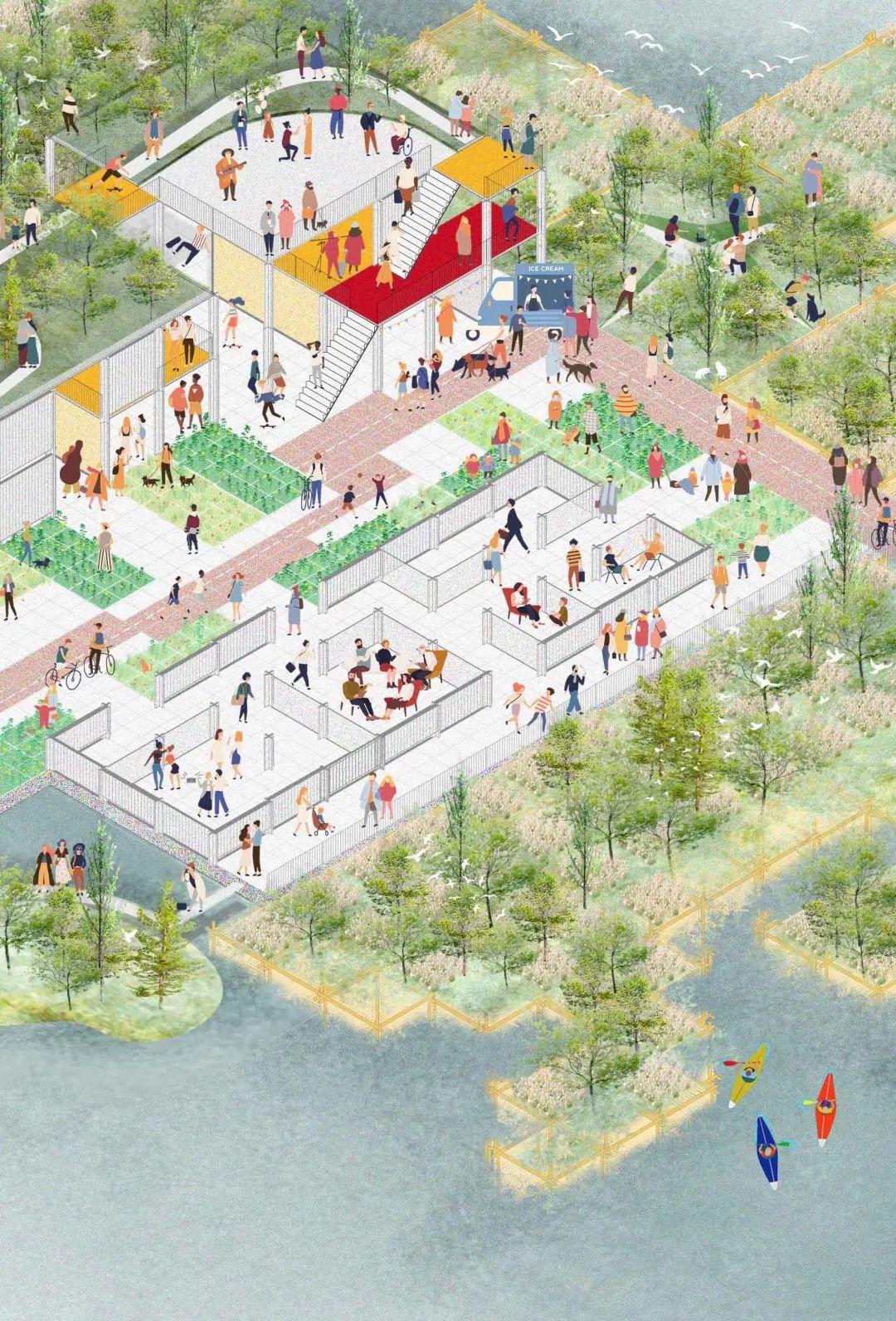 无建模高效景观轴测出图,用插画风的图面讲故事 | needle x xin制图