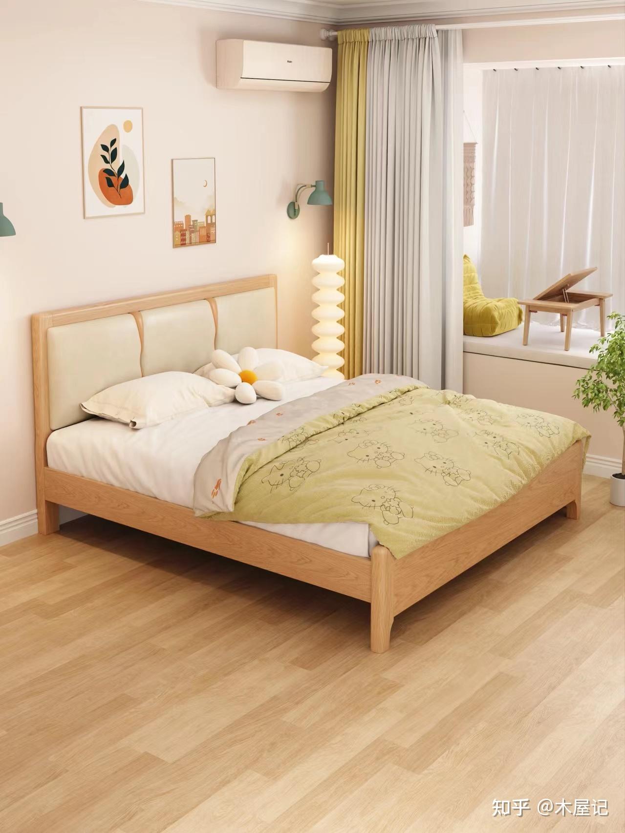 日式原木风治愈系小清新卧室实木床