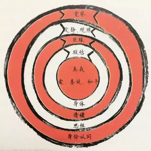 《遇见》的精髓理论就在书中这个同心圆中圆的核心是真我,代表爱,喜悦