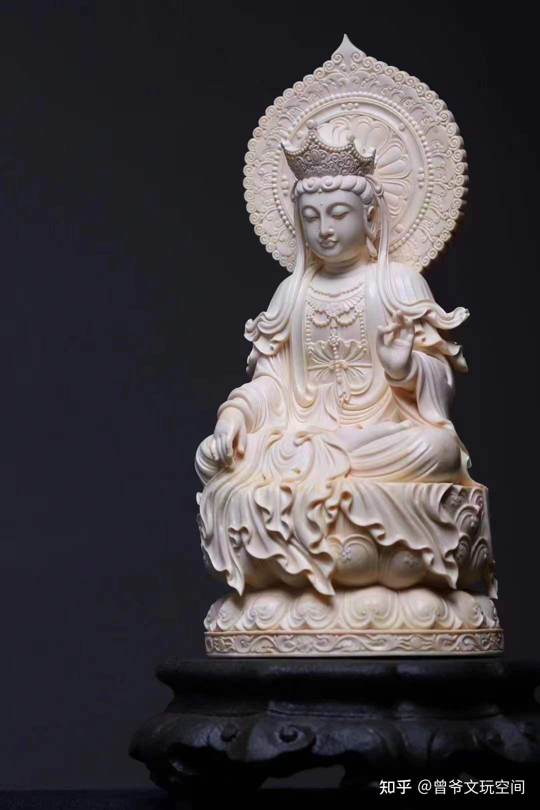 10年文玩人科普猛犸牙雕制品德王观音菩萨摆件传说