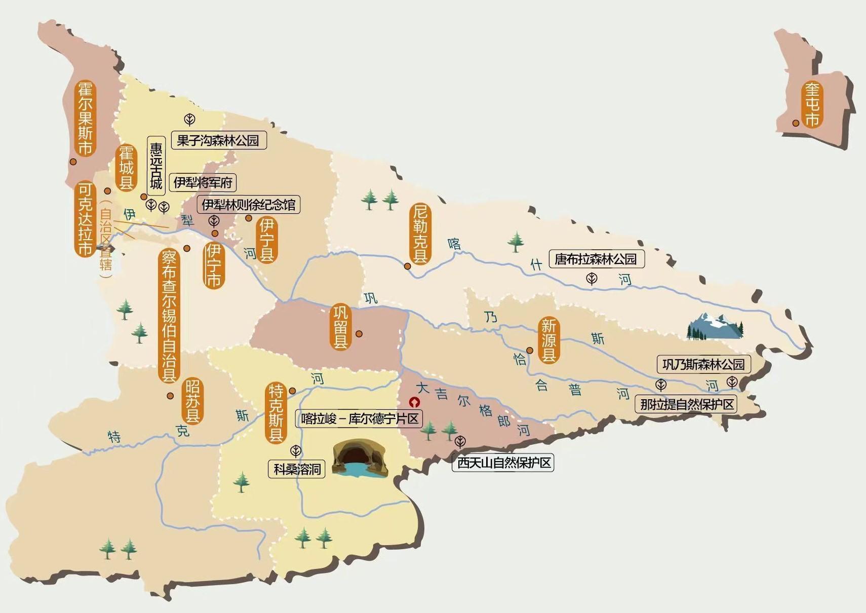 新疆旅游必备高清人文地图+4市5州5地区-新疆人文地理特征