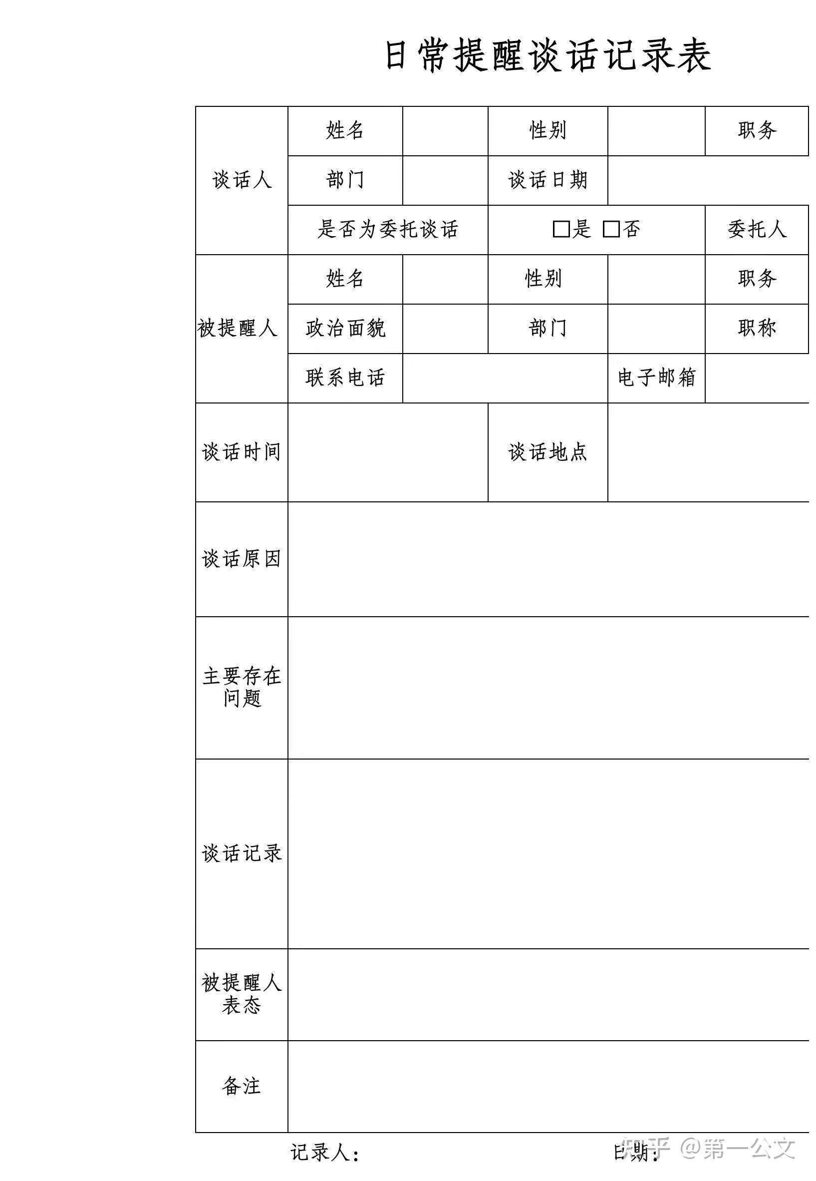 提醒谈话模板图片