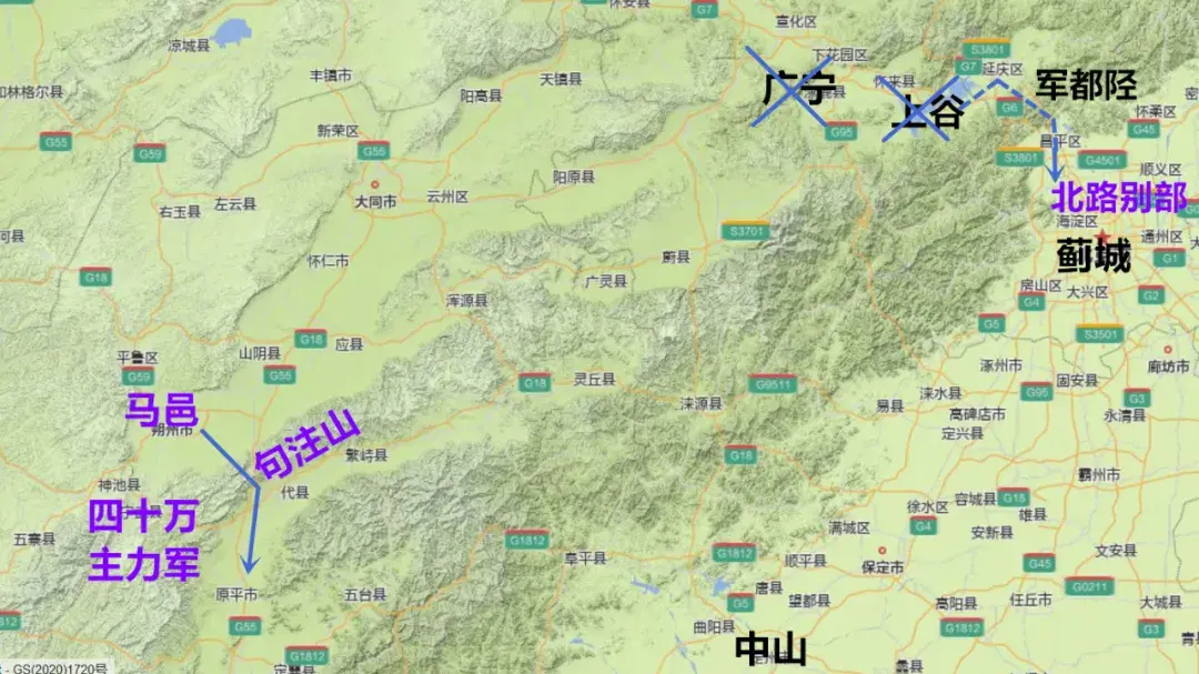 八月二十八,拓跋珪步騎四十餘萬南出馬邑,翻越句注山,旌旗二千餘里,鼓