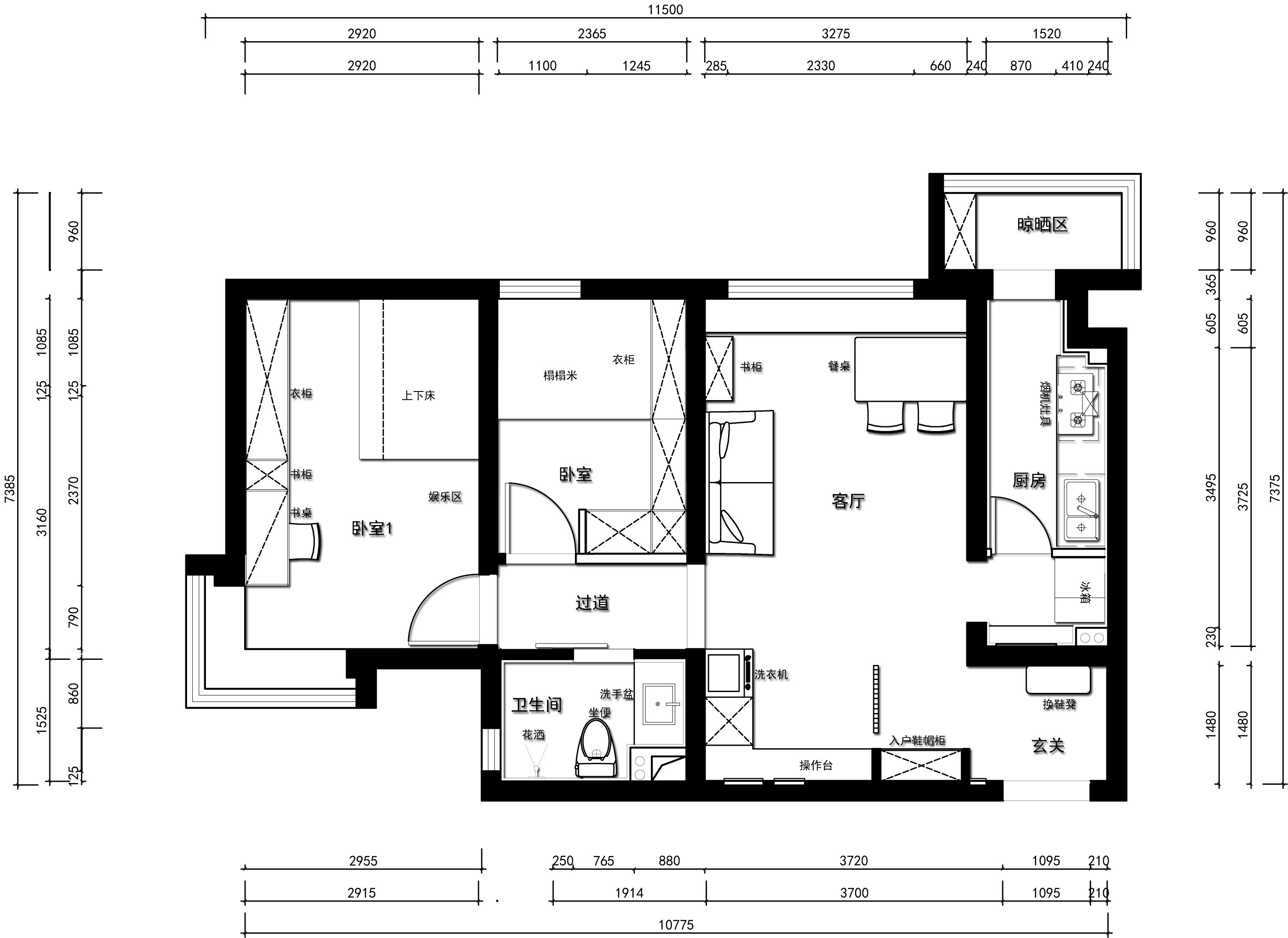 120平简约三口之家，儿童房空间利用高 | 玖雅设计-建E网设计案例