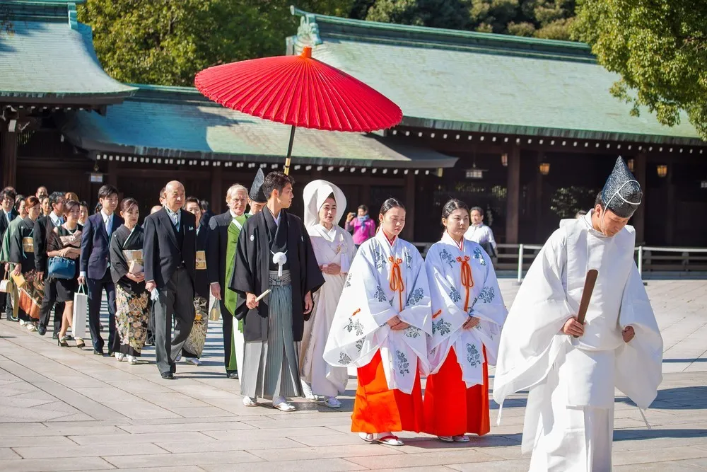 日本傳統婚禮神前式婚禮和風的浪漫