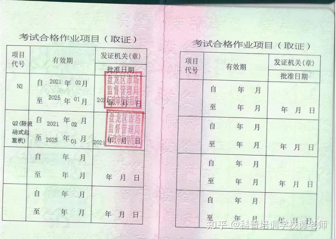 起重证也叫行车证,天车证(代号:q2,证书全国通用,国网查询.