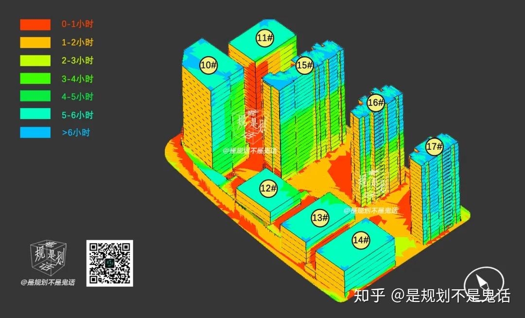 【一期住宅採光分析軸測圖】@鬼話寶此局部日照分析圖中的15,16,17號