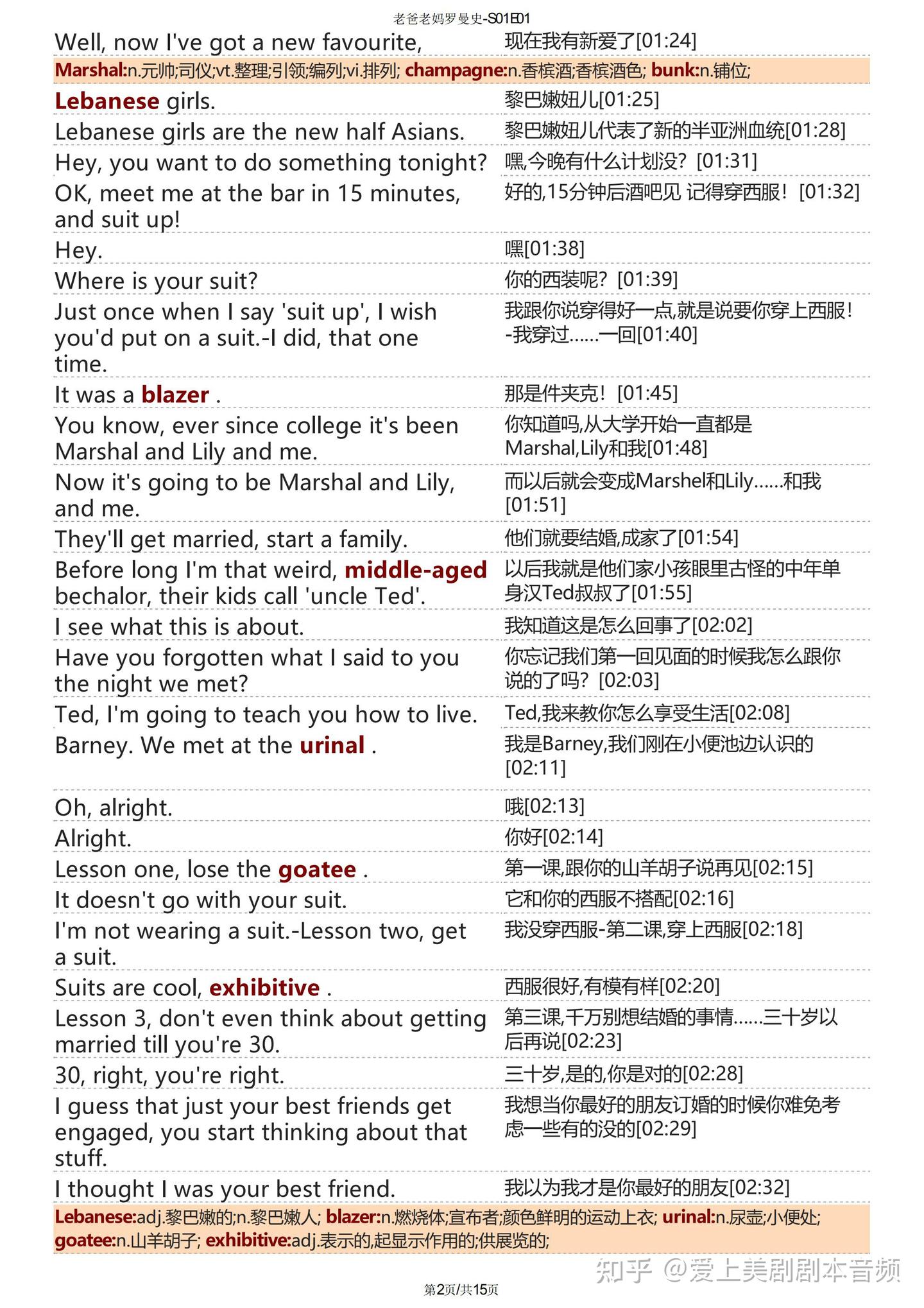 老爸老妈的浪漫史台词本pdf全9季精排版+音频+单词注释 | 寻妈记双语剧本 - 知乎