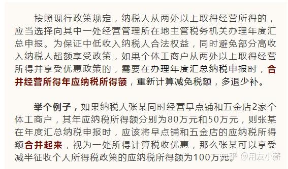 個體工商戶取得多處經營所得如何享受減半徵收所得稅優惠