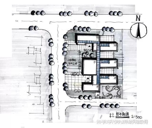 【建筑快题】建筑学考研快题方案之总平,建筑总平的设计表达图解解析,还不赶紧把我摸透!干货分享,收藏起来慢慢看! - 知乎