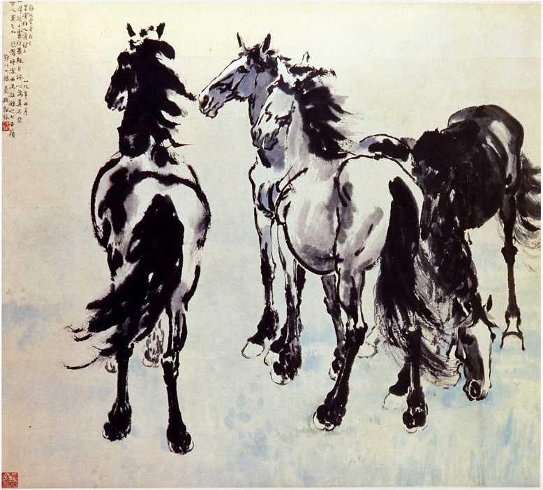 中艺汇赏名画 画马一绝 作品兼具东西方特点 徐悲鸿画作欣赏 知乎