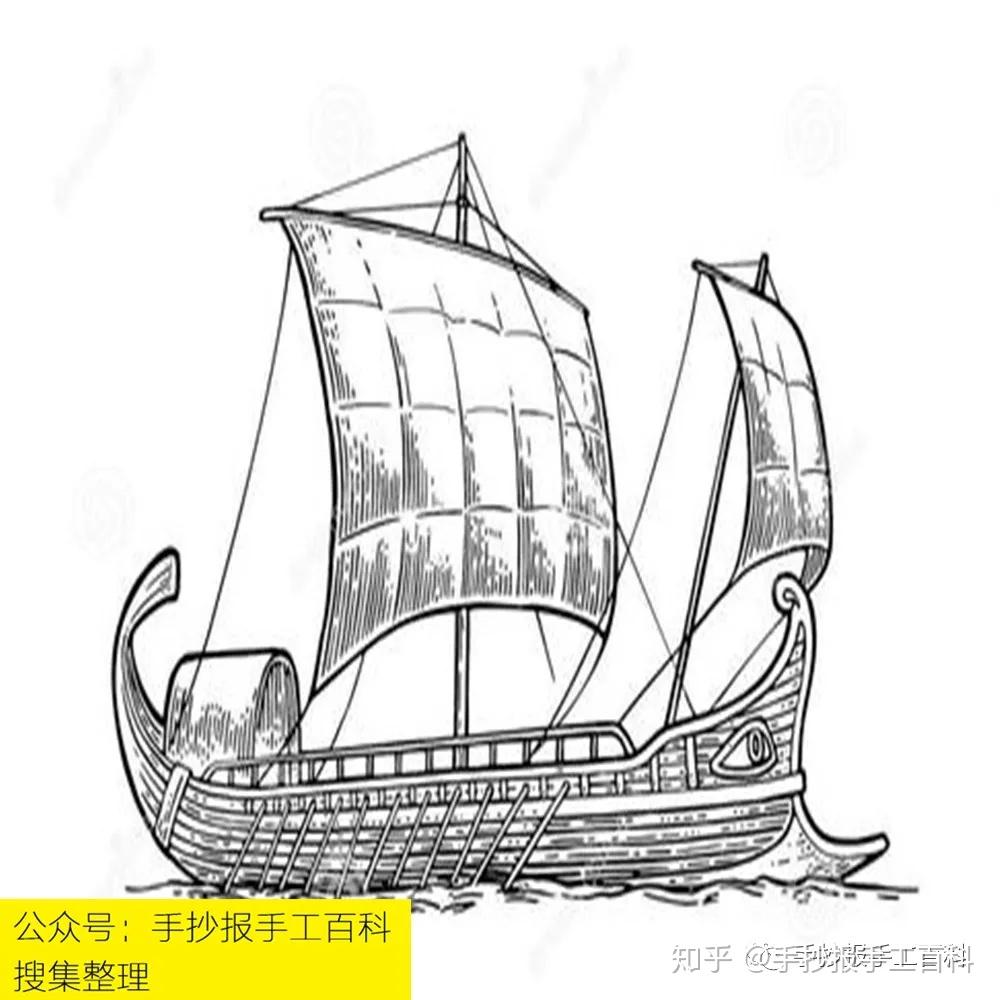 古代战船素描画图片