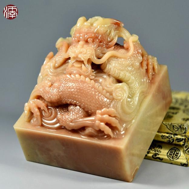 A05836 吉野松石 寿山石 印章：玉涛 印材 90g