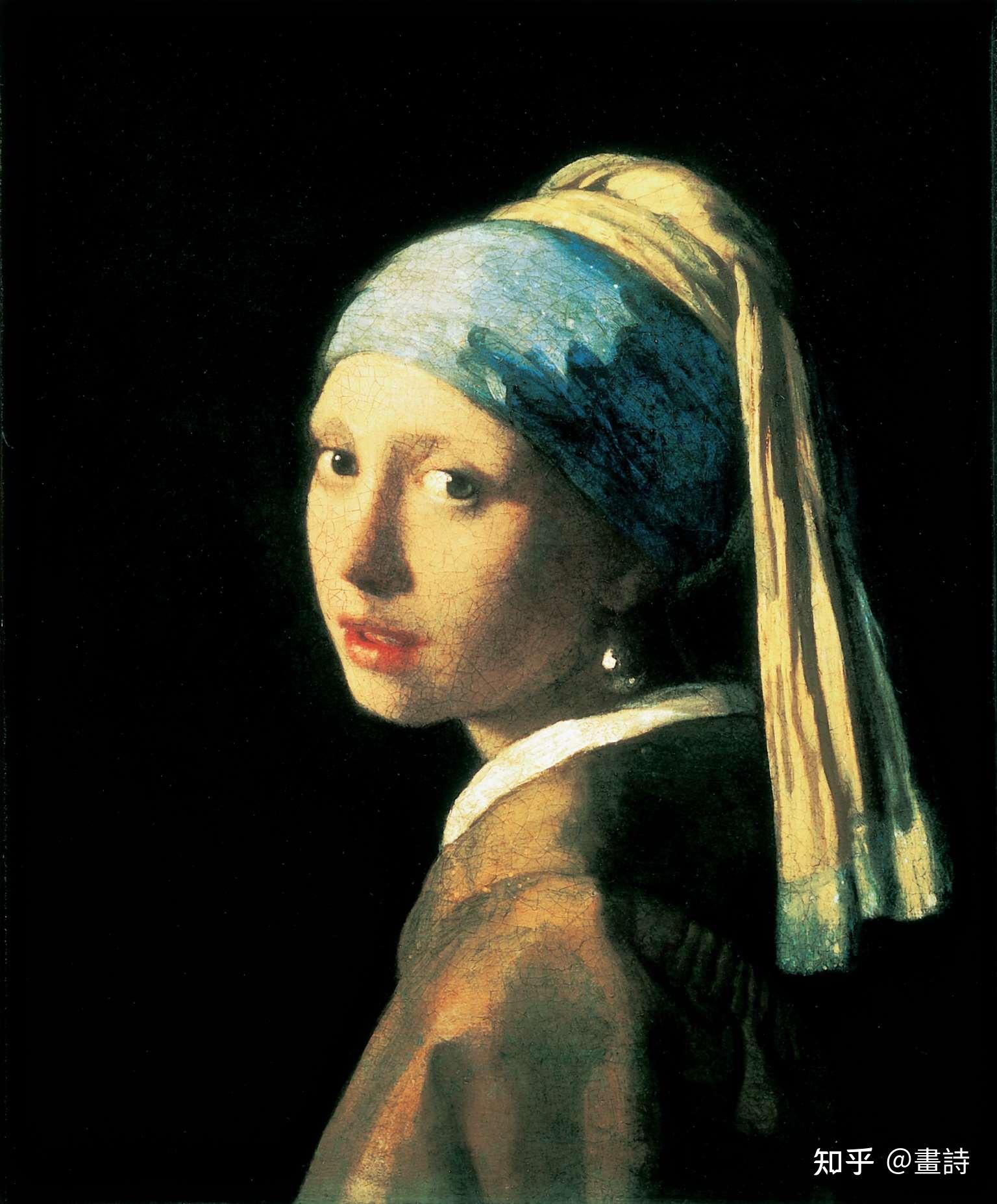 黄头巾的女孩油画图片