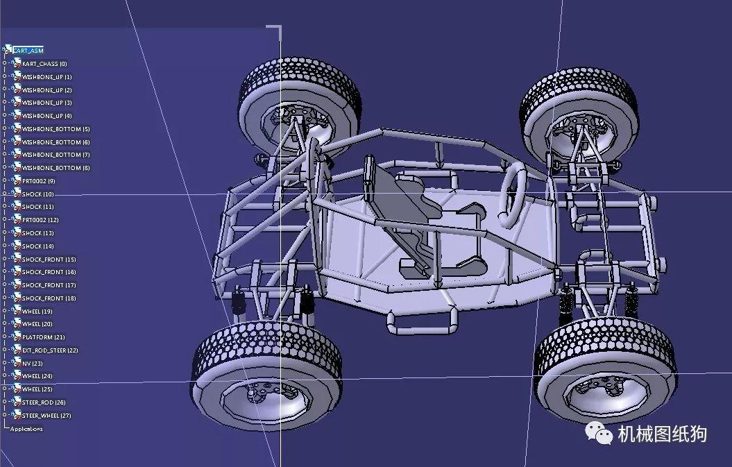 卡丁赛车gocart简易卡丁赛车框架3d图纸stp格式