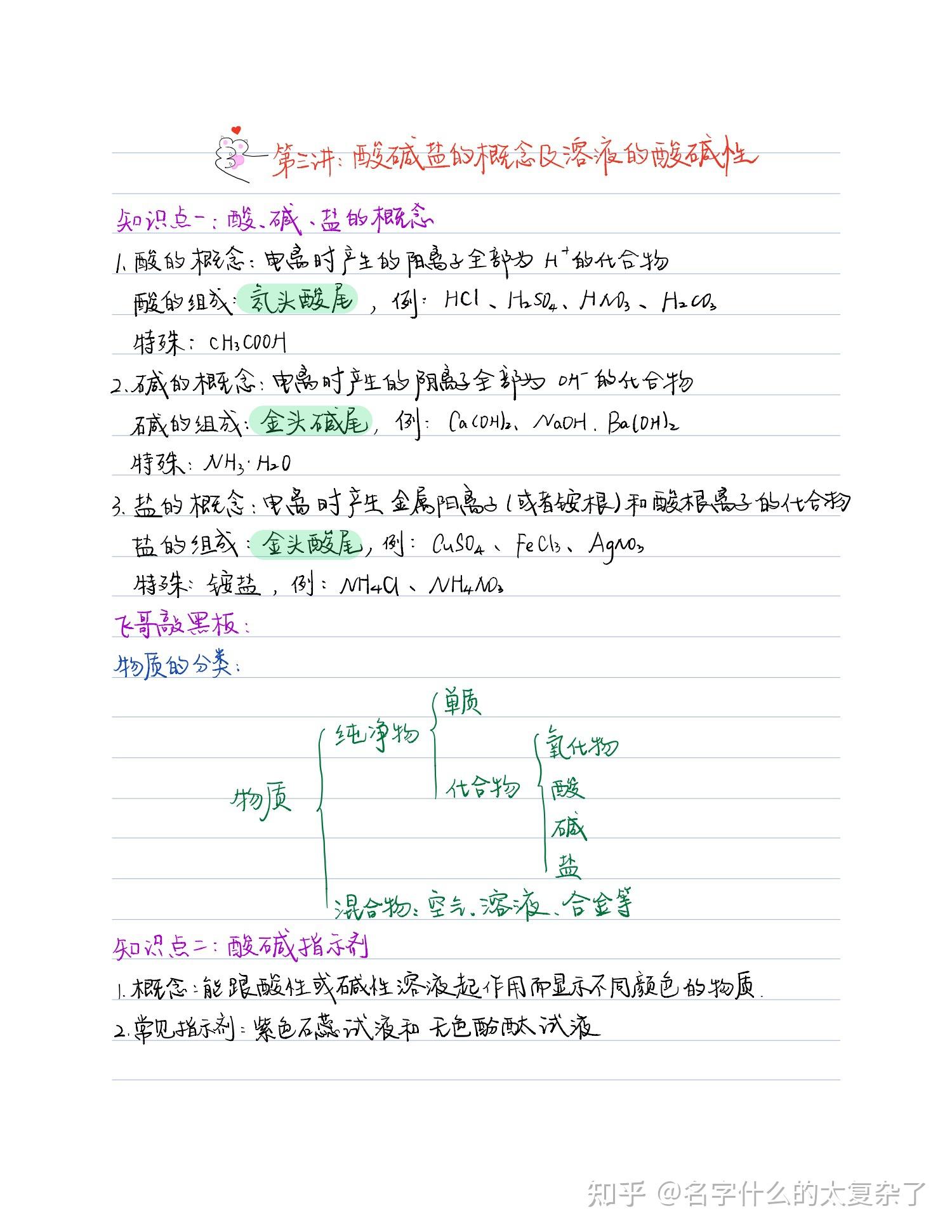 初中化学手写笔记溶液酸碱盐