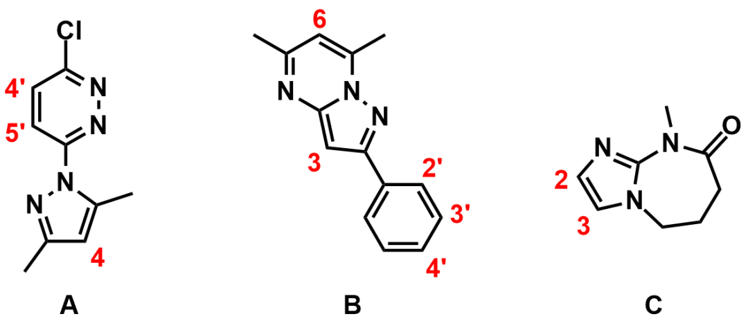 如图二所示,底物a中,卤素更容易上在含氯的哒嗪环还是含甲基的吡唑环