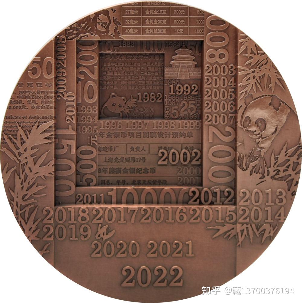 中国熊猫金币发行40周年纪念铜章