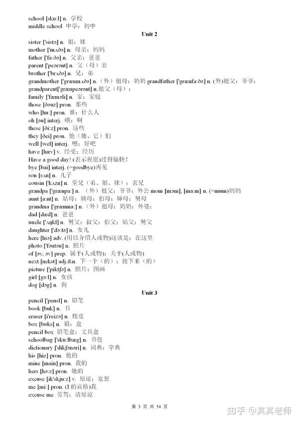 人教版新课标初中英语单词（附音标） 知乎