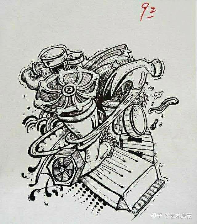 审美积累美术校考设计高分卷黑白装饰画