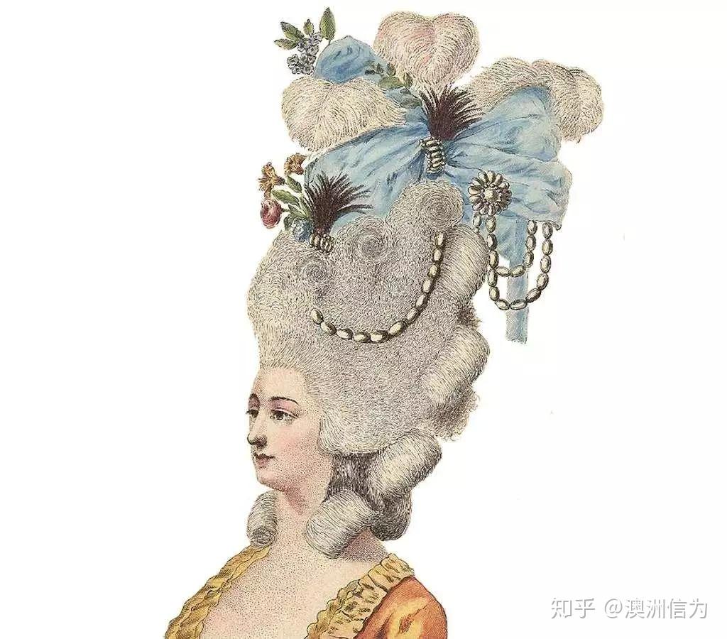 18世纪的欧洲将奢靡之风达到了巅峰,洛可可时代的姑娘佩戴的发饰,假发