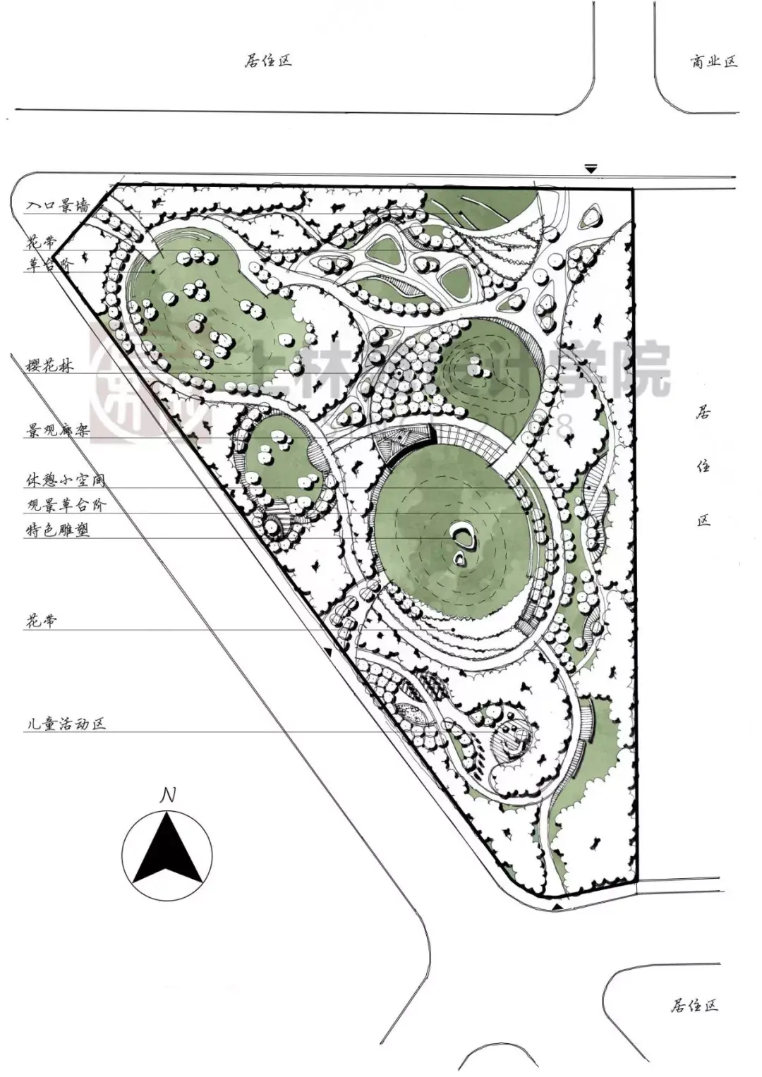 1項目概況下圖為為南方某城市用地現狀圖,擬設計的地塊東邊有居住區和