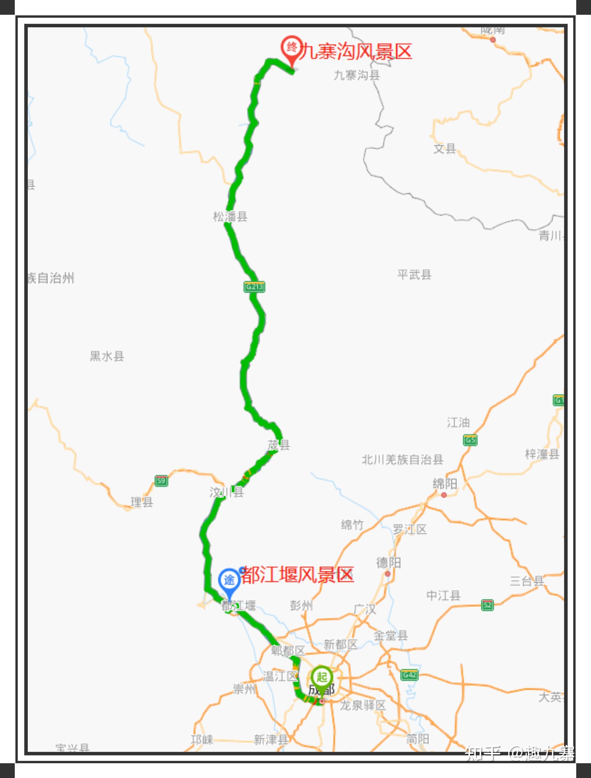 从地图中可看出九寨沟位于四川北部,距离四川省会成都市400多公里,从