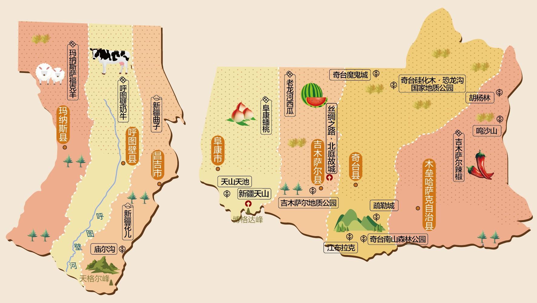 新疆旅游必备高清人文地图+4市5州5地区-新疆人文地理特征