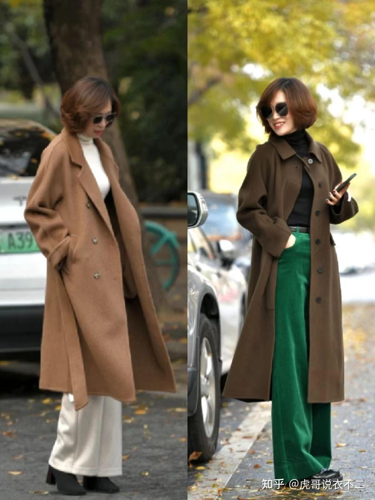 黑大衣地位不保了,今冬火的是"土色大衣",30岁,50岁穿都很美
