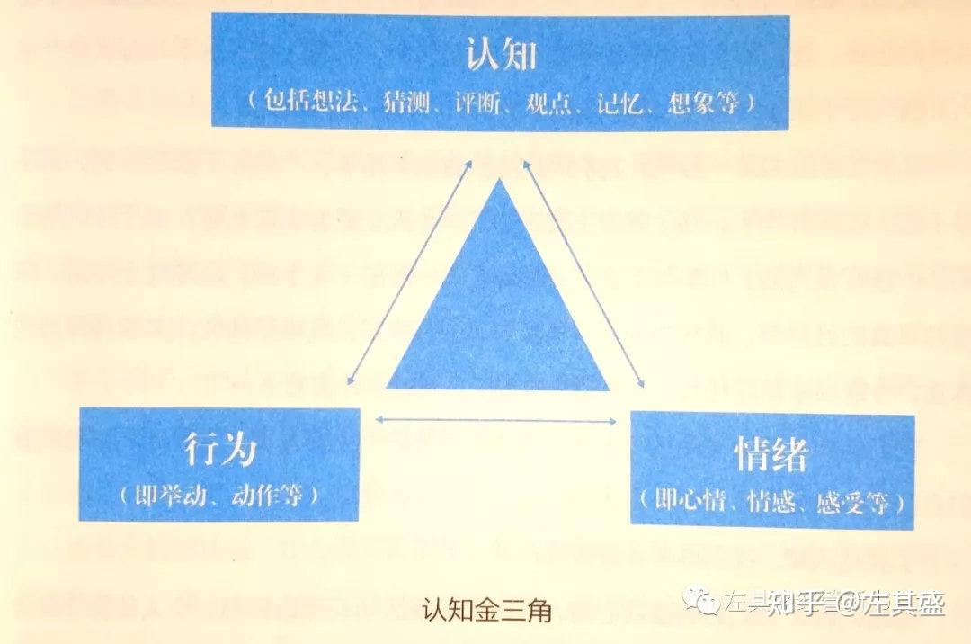 1:认知金三角,主要由三个部分构成:认知,情绪和行为.