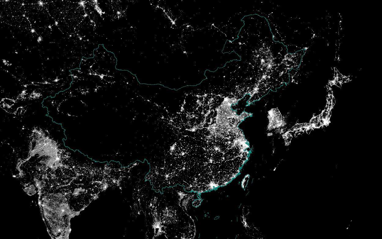 卫星灯光数据显示：中国正在“亮”起来！_亮度