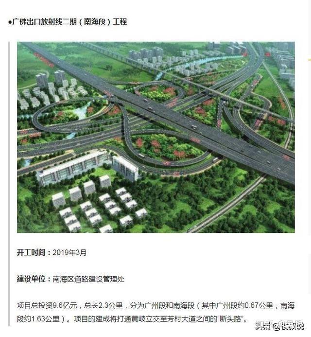 广佛出口放射线二期(南海段),也就是打通滘口到黄岐的一条快速路线