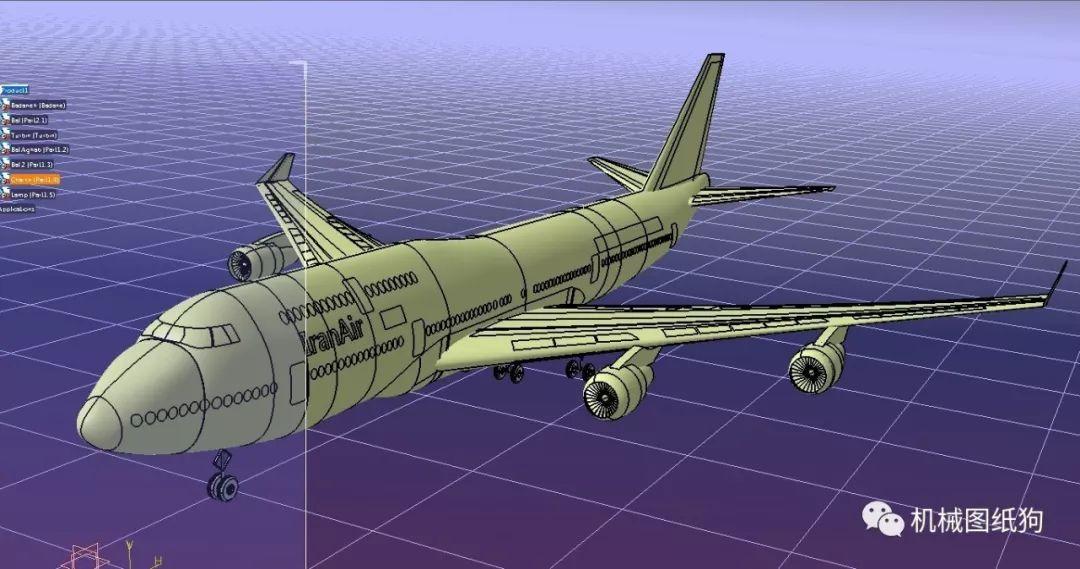 飞行模型boeing波音客机飞机模型3d图纸catia设计