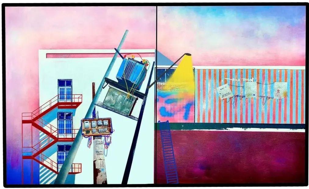 汤弼明46×61cm 布面油画 2021年《余晖——东山龟岗路民居》吴墨林