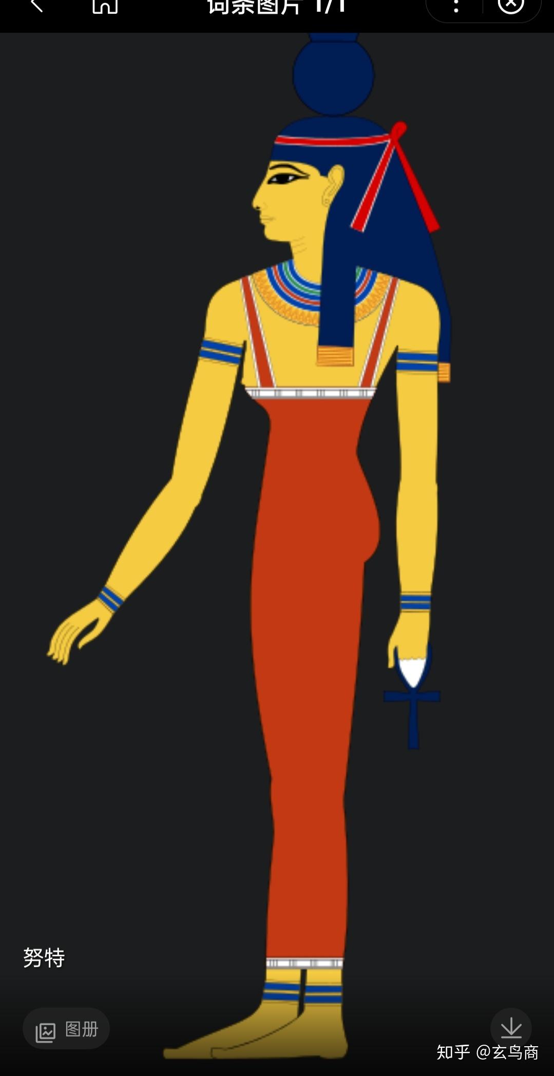 结合九柱神之间的亲缘关系,可以确定"阿女"就是古埃及天空女神努特.6.