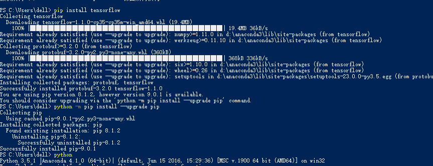 TensorFlow基于Python在windows系统中的安装