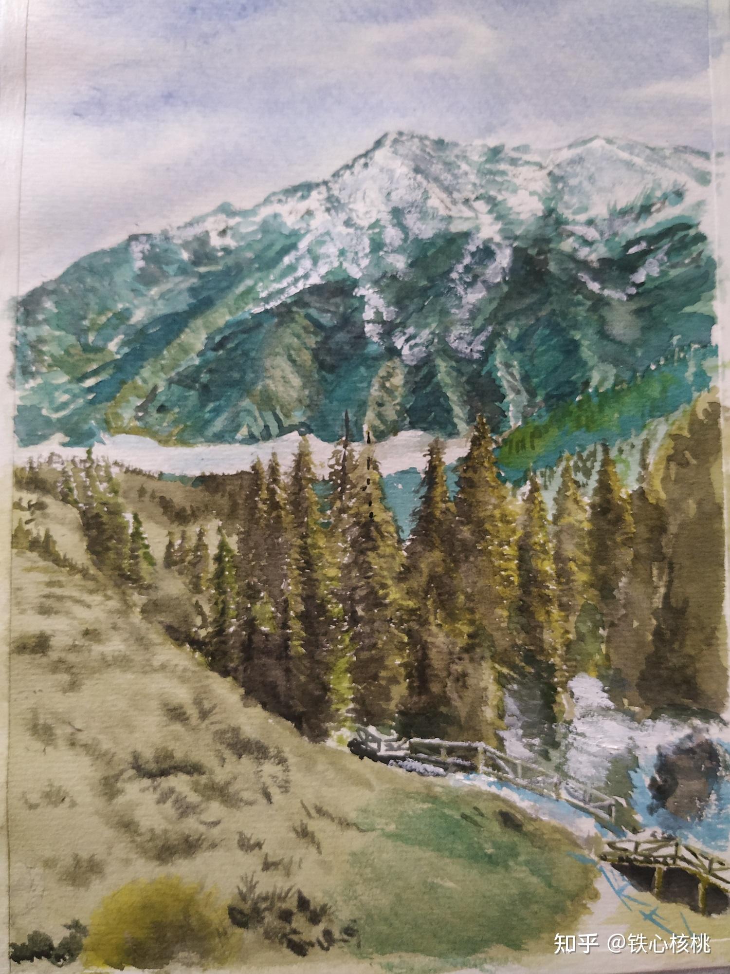画新疆天山天池怎么画的