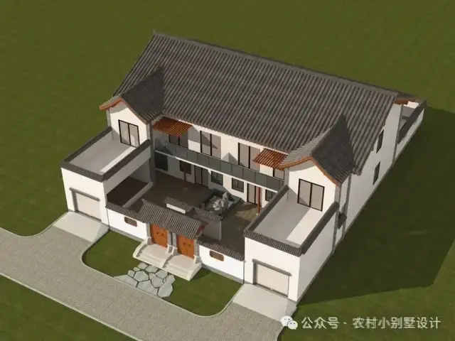 48款二层中式合院别墅,二层新中式四合院农村自建房别墅设计图 - 知乎