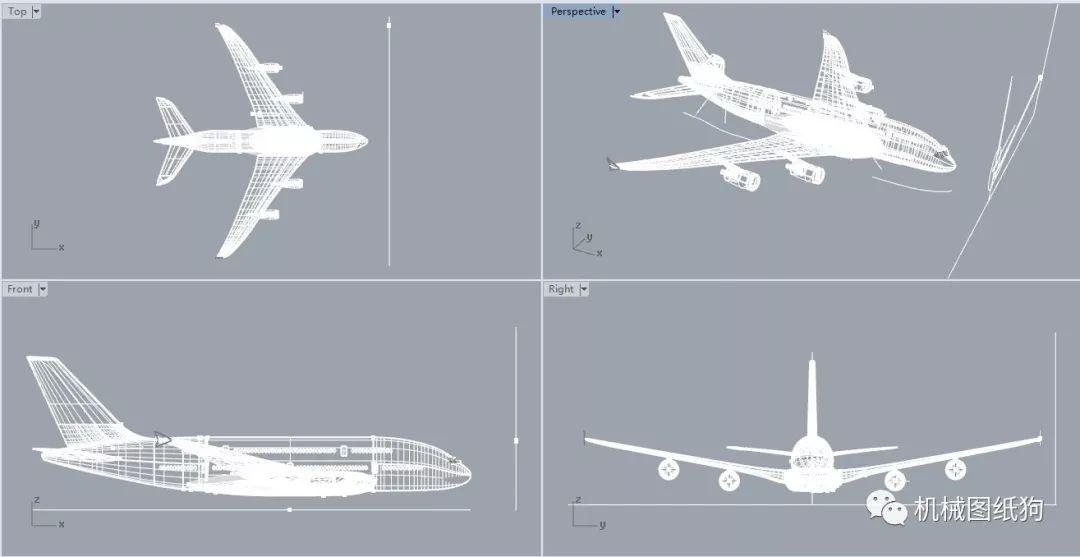 【飞行模型】空客a380飞机模型3d图纸 igs格式 客机设计三维建模