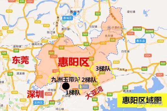 惠陽佔地915平方公里,大亞灣佔地265平方公里,深圳市佔地1997平方公里