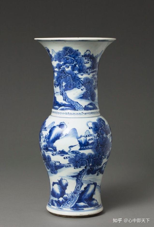 清康熙景德镇官窑青花松鹤山水鹿纹凤尾尊 - 知乎