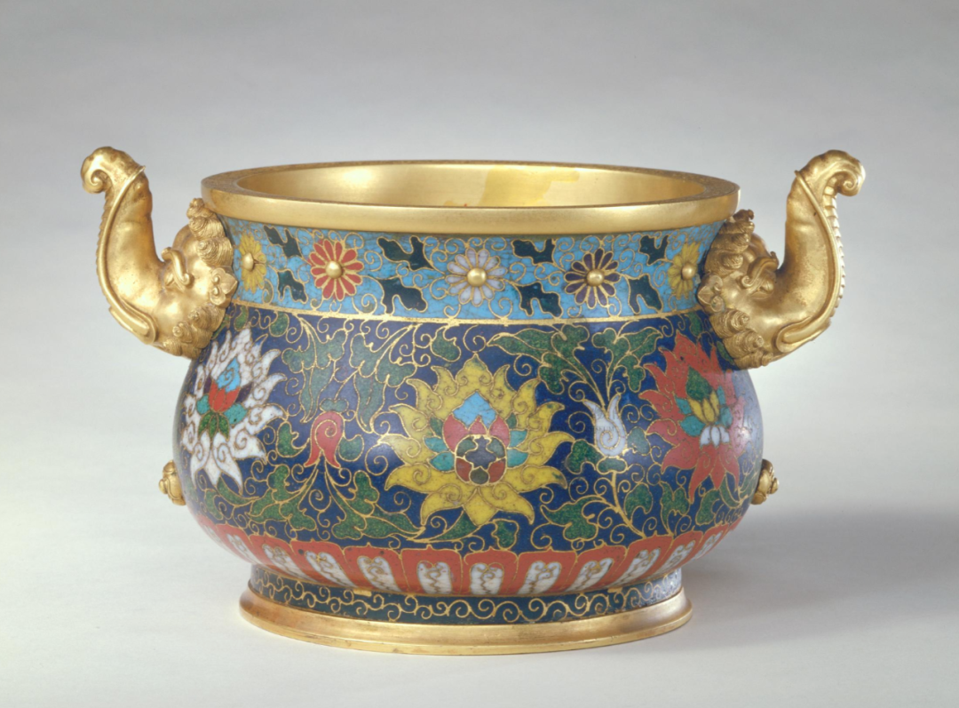 ▽鴻▽清朝時代 古銅塗金彫 金絲景泰藍 琺瑯彩松鹿